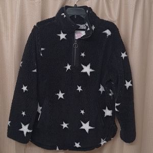 Cozy Sherpa Star Print Teddy Fleece Quarter Zip Pullover